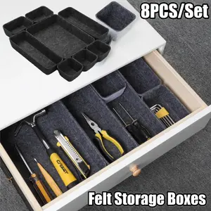 8PC/Set Drawer Organizers Storage Box Felt Storage Bins Toy Basket Shelf Cubes Foldable Drawer Dividers Desk Organisers