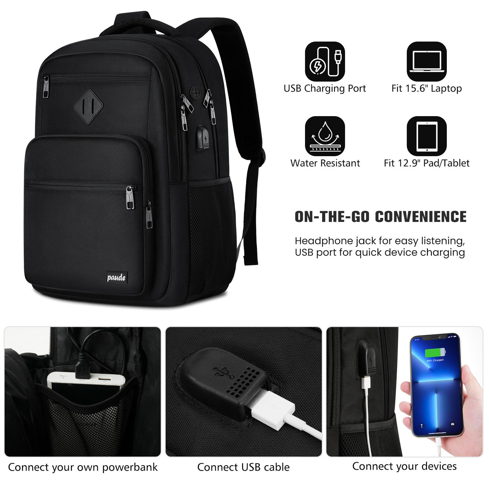 paude Black Multi-Functional Backpack, 15 Inch Multi 