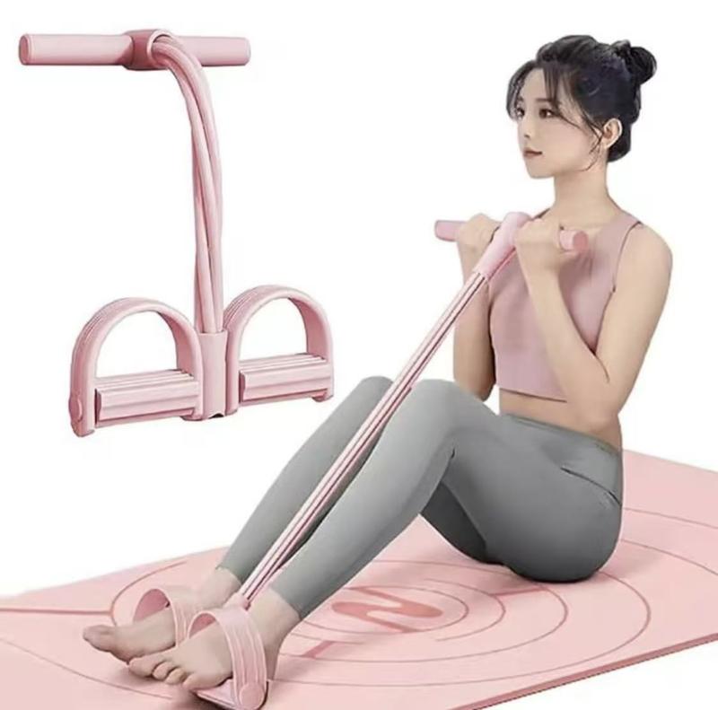 Foot-operated Resistance Trainer with Reinforced 6-tube Design Multi-purpose Purple and Pink Pedal Resistance Bands Lightweight Portable Elastic Pull Cords for Home Gyms