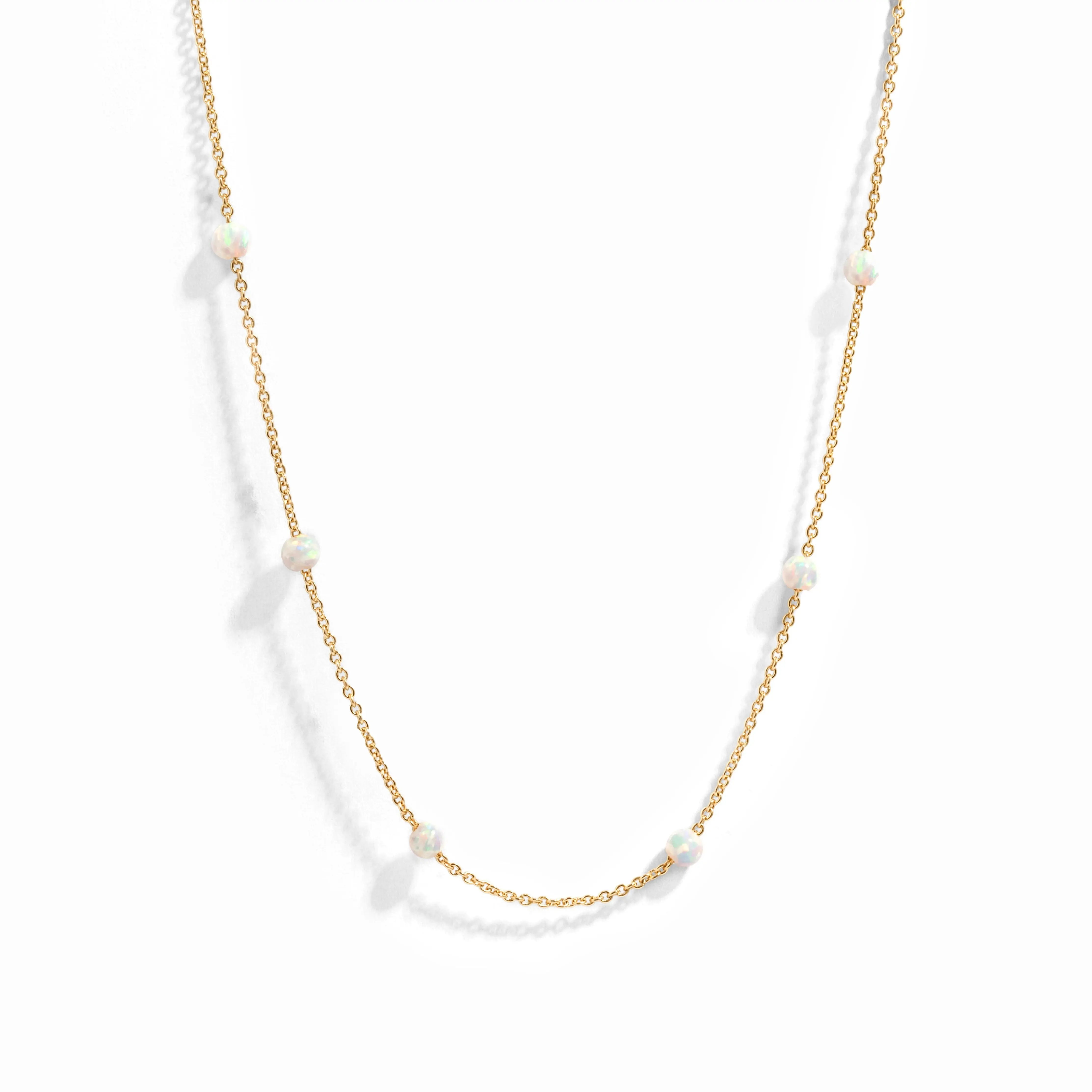 Sami Jewels Opal Beaded Necklace, 925 Sterling Silver Necklace, 14K Gold Plated Necklace, Opal Jewelry, Necklace for Her
