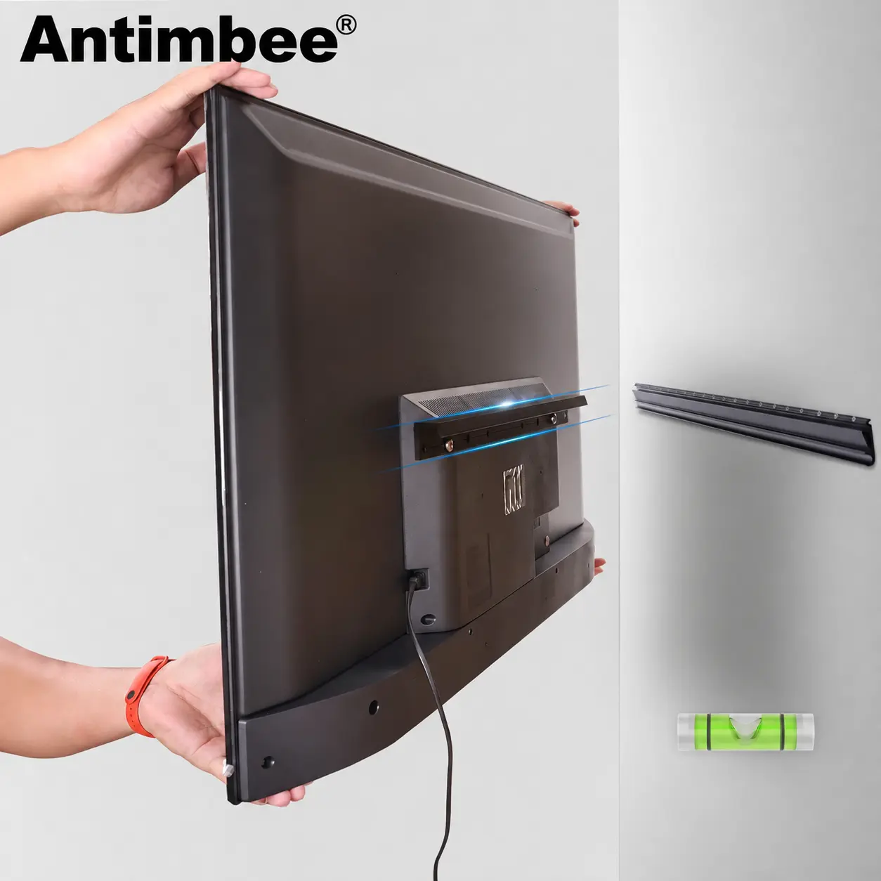Antimbee Stable Aluminium Alloy No Stud TV Wall Mount - Fits 13-55 Inch Flat & Curved TVs, 150 lbs Max Load, 600x400mm Max VESA, Drywall-Safe Nails, Security Cable Incl., Bubble Level, Easy Setup, Apartment Furniture Accessory, summerwins, Sohochic