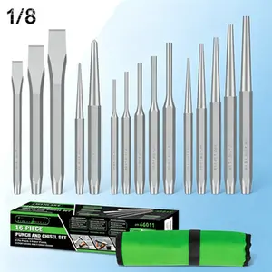 Metal & Steel Punch Tool Set - Taper Punch, Pin Center Punch, Cold Chisels & Gauge - precision punch set for metalworking - cold chisel set with gauge - reusable punch and chisel kit - no glue needed