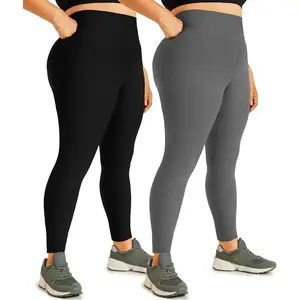 Hi Clasmix 2 Pack Plus Size Leggings for Women-High Waisted Tummy Control 1X-4X Soft Casual Yoga Pants for Curvy Women