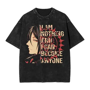 Japanese hot Anime Black Butler Washed TShirt Unisex personality Clothes Oversized Suitable for all 3seasons Couples high quality
