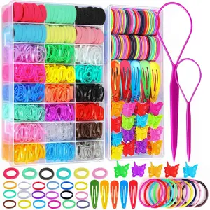1 set of hair accessories: colorful rubber bands, cotton zip ties, ponytails, hair clips, suitable for women and little girls