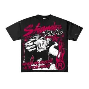 Unisex Short-Sleeve Cotton T-Shirt, Vintage Riche Shameless Scoundrel Street Portrait Print, Streetwear Coordinate Top