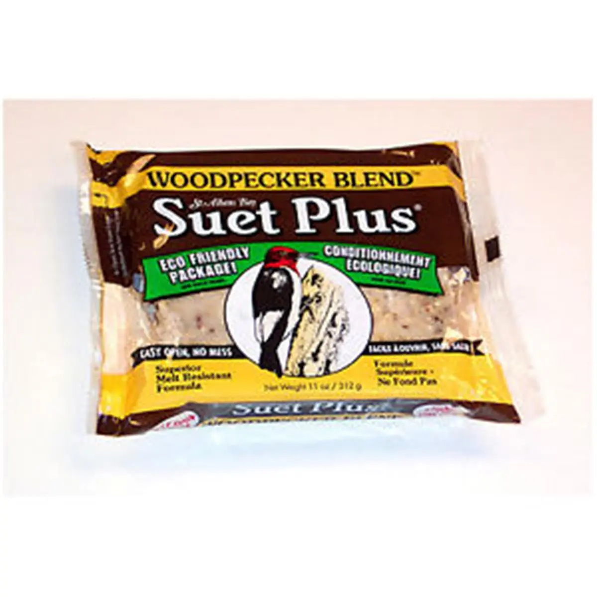 Wildlife Sciences Woodpecker Blend Suet Cake - 11 Oz, Easy Open, Eco-Friendly Package, Melt Resistant Bird Feeding Pet Supply Snack