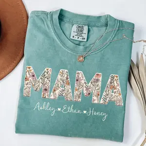 Comfort Colors Personalized Mama Shirt, Custom Kids Names, Floral Mom Shirt, Perfect Gift for Birthdays, Weddings, Anniversaries, & Special Occasions