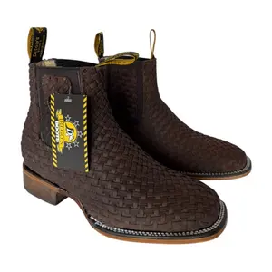 Diego’s Boots Men’s Petatillo Cowboy Ankle Boots Square Toe Genuine Leather, Botin Petatillo 100% Piel