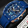 OFNS 1203 Fashion Multifunctional Chronograph Wrist Watch, Three-eye Six-Hand Quartz Watch with Calendar Window, Men's Business Style Waterproof Watch, Quartz Analog Wristwatch
