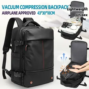New Vacuum Compression Backpack with Air Pump Set, Approved by Airlines, Unisex Travel Shoulder Bag for Men & Women, Laptop Compartment, Large Capacity with Multiple Storage Compartments, 51% Increased Volume with Internal Vacuum Seal Main Compartment, Si