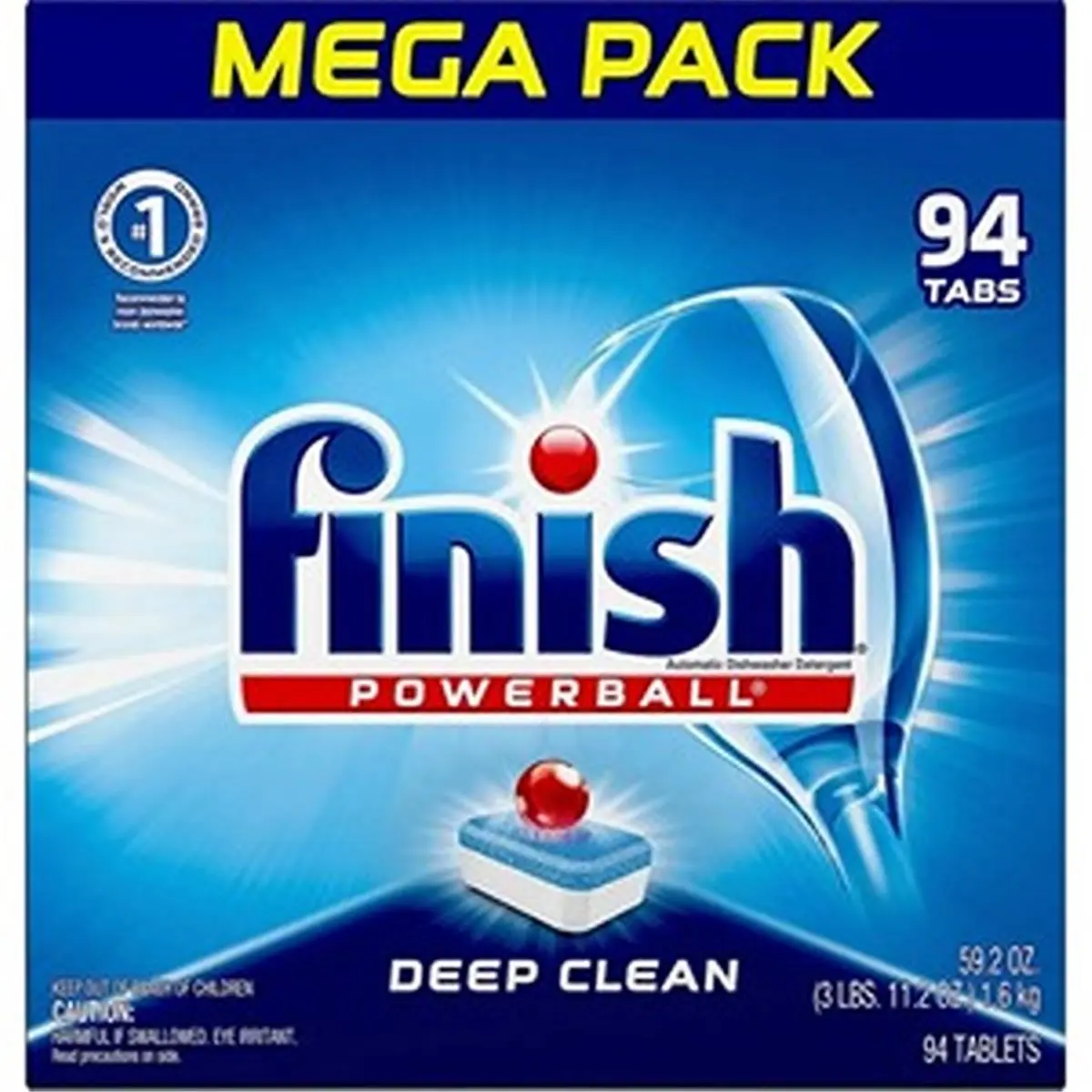212 MAIN Finish Powerball Fresh Dishwashing Detergent Tabs - Pack of 94, Household Dishwasher Cleaner with Deep Cleaning, Complete Dissolve, Oxygen Bleach, Pre-Measured Formulation