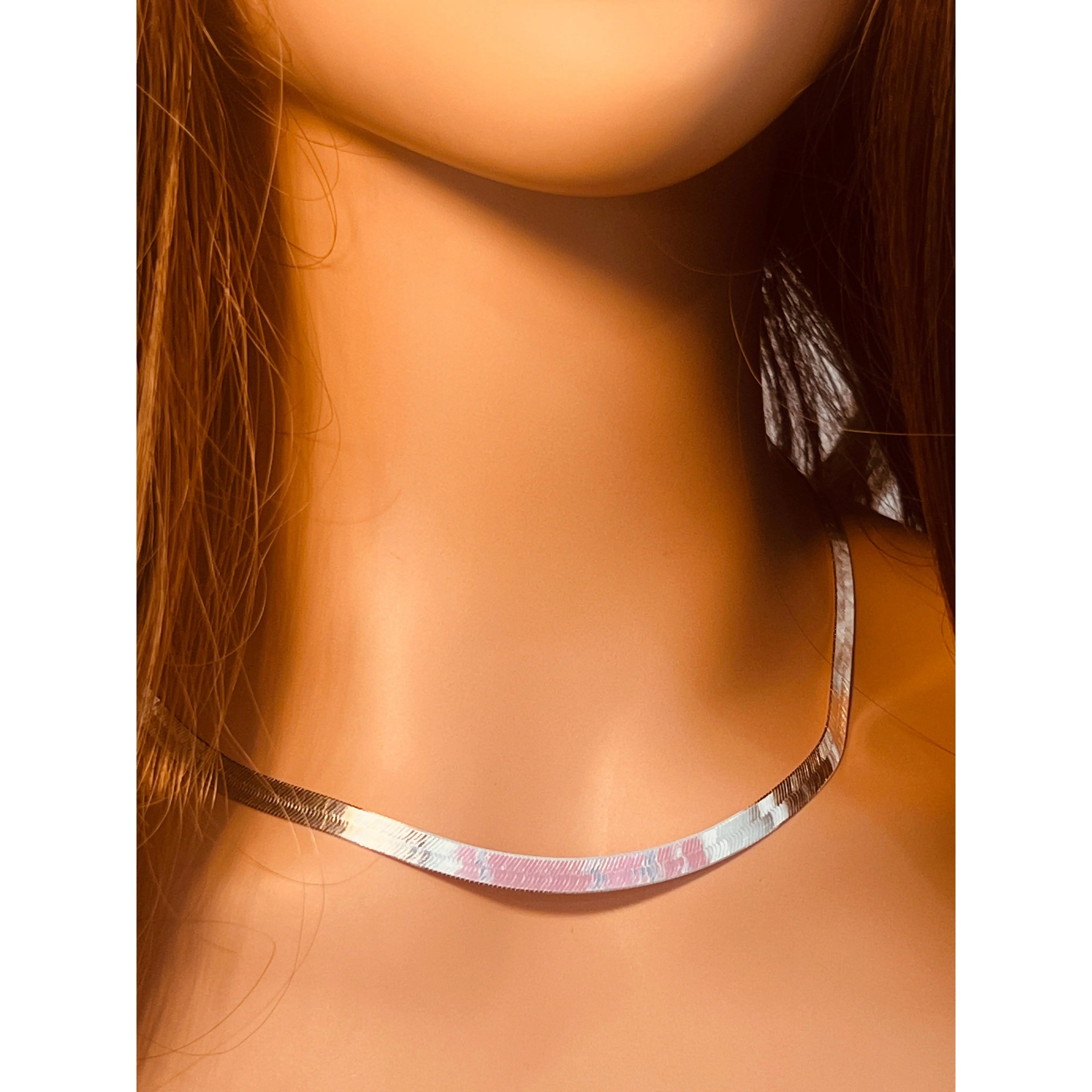 Sterling Silver 5mm Herringbone Necklace