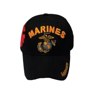 212 MAIN Unisex Acrylic US Marines Embroidered Logo Baseball Cap, 1 Size, Black - Pack of 6, One Size