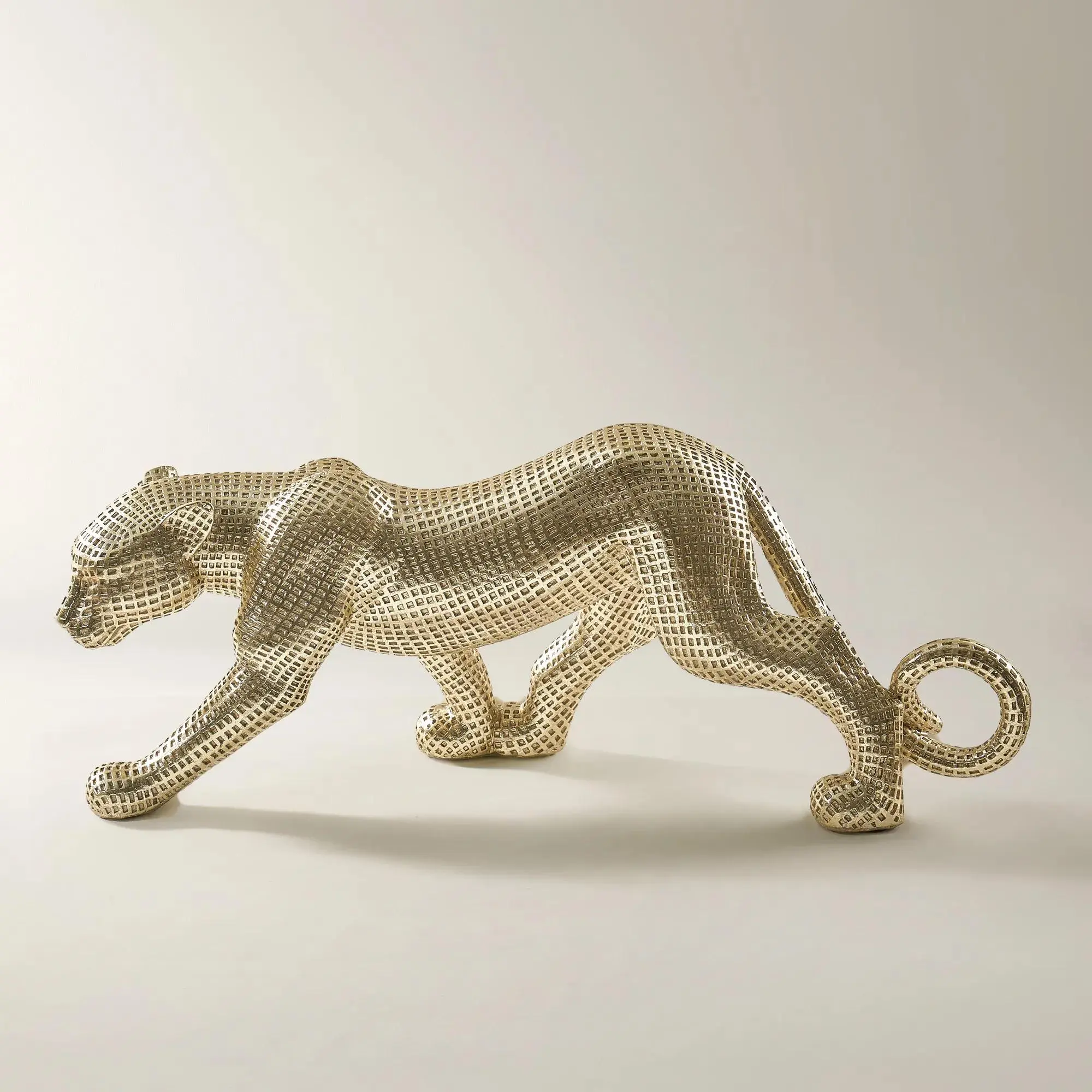 Z Gallerie Pardus Resin Figurine - Minimalist, Endlessly Directional, Daring, Impeccably Edited, Faceted Texture, Streamlined Silhouette, Tail Design, Glides Across Surfaces, 20.5w x 6d x 8h Pardus Object for Curated Home Decor Shelf Accent