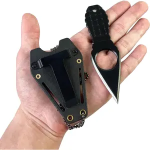 Mini EDC Pocket Neck Knife with Chain and Sheath w/Pocket Clip, Ultra Small Fixed Blade Knives Tactical Necklace for Men, Utility Box Cutter Outdoor Camping Backpacking cycling accessory