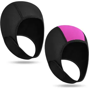 2 Pcs Neoprene Diving Hood Thermal Wetsuit Hood Cap Swim Caps with Chin Straps Snorkeling Neoprene Surf Beanie 2.5 mm Diving Headgear for Men Women Sailing Water Sports