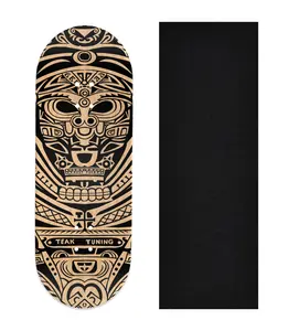 Heat Transfer Graphic Wooden Fingerboard Deck, "Tiki Tuning"