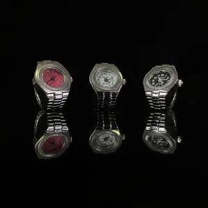 17 types Colorful Watch Ring Women Men Retro Sliver Pointer Quartz Clock Finger Rings Punk Alloy Strap Watches Jewelry Accessories