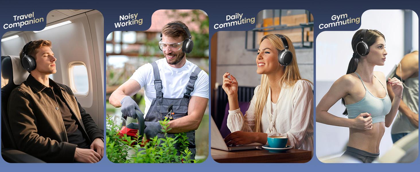 Acer OHR516 Active Noise Cancelling Headphones, Over Ear Wireless Bluetooth, 60H Playtime, 40mm Drivers, Low-Latency Mode, ENC Clear Calls, Foldable Comfortable Design Acer OHR516 Active Noise Cancelling Headphones, Over Ear Wireless Bluetooth, 60H Playtime, 40mm Drivers, Low-Latency Mode, ENC Clear Calls, Foldable Comfortable Design