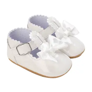 Baby Girls Princess Shoes, Soft PU Leather Bow Non-slip First Walker Shoes Toddler Shoes