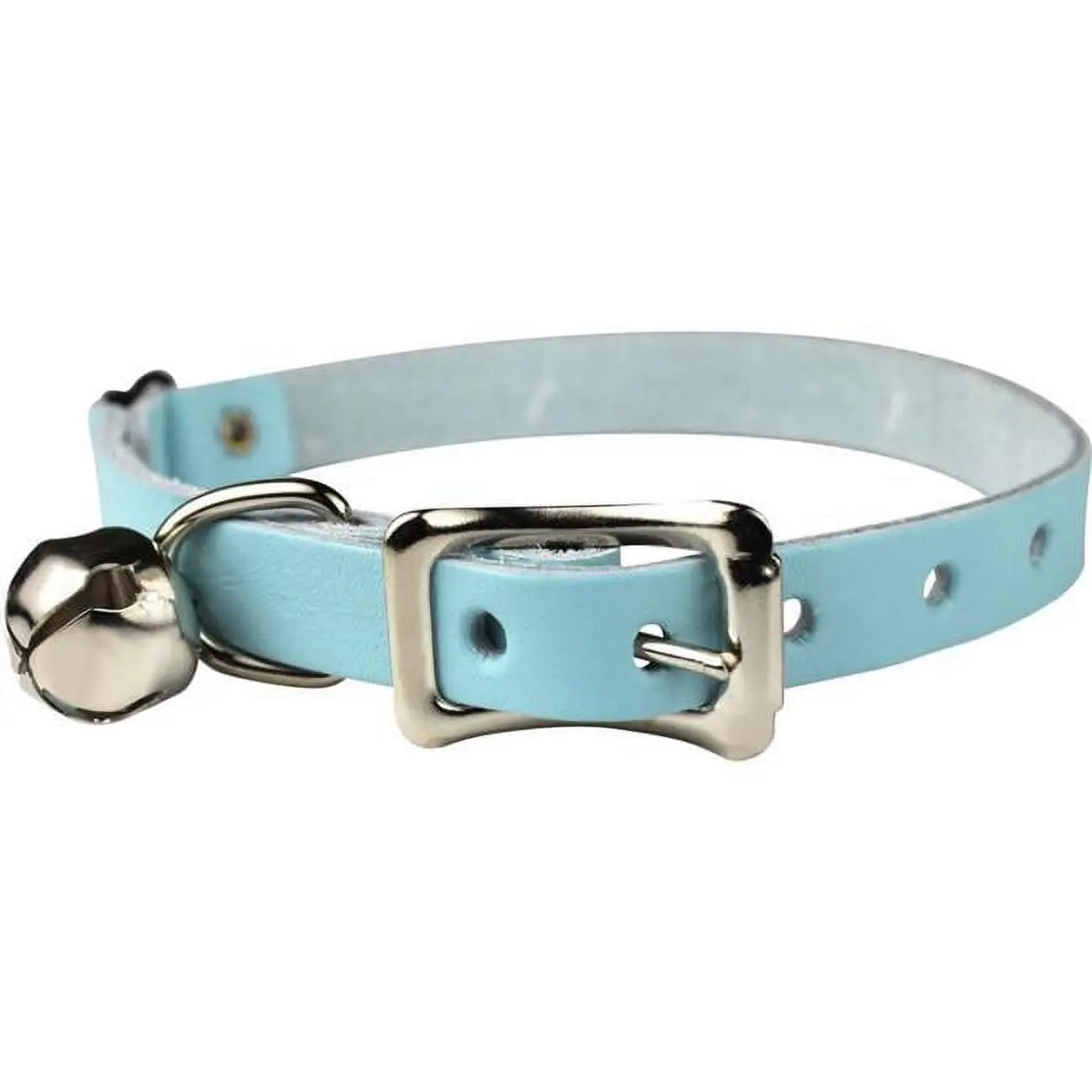 Leather Brothers 3952-BBL 0.37 x 8-12 in. Signature Leather Safety Stretch Cat Collar, Baby Blue