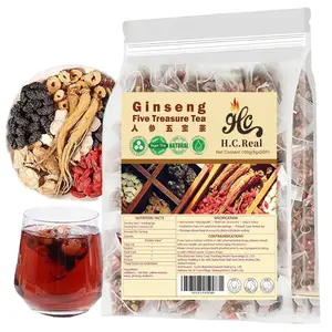 Men's Natural Six Treasures Tea Kidney Tea Formula Ginseng Five Treasure Tea Organic Herbal Tea for Men Women 20 Bags Natural Antioxidant Blend for Kidney Health Beverage