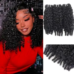 12A Burmese Curly Bundles Human Hair 3 Bundles Wet and Wavy Quick Weave for Women 3C4A Water Wave with Spiral Curly End Hair Extensions Natural Black