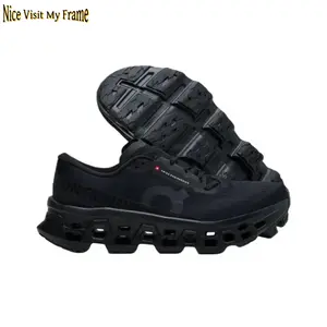 Premium Black Athletic Shoes, Stretchable Mesh Construction, Unique Cloud-Like Sole, Non-Slip Grip, Cushioned Insole, Versatile Footwear for Running, Gym & Casual Wear