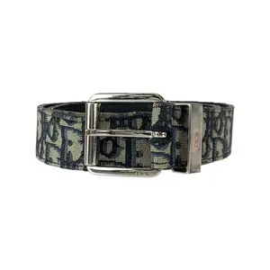 Pre-owned Dior Canvas Small Leather Goods Oblique Jacquard Leather Belt