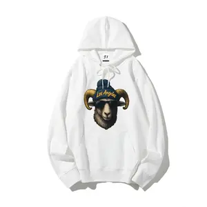 Men’s Cartoon Ram Mascot Graphic Hoodie – Funny Big Ram Print Streetwear Pullover |   Sports-Inspired Casual Hoodie for Daily Wear |   Unique Animal Hoodie for Men |   Trendy Graphic Sweatshirt |   Cool Street Style Hoodie
