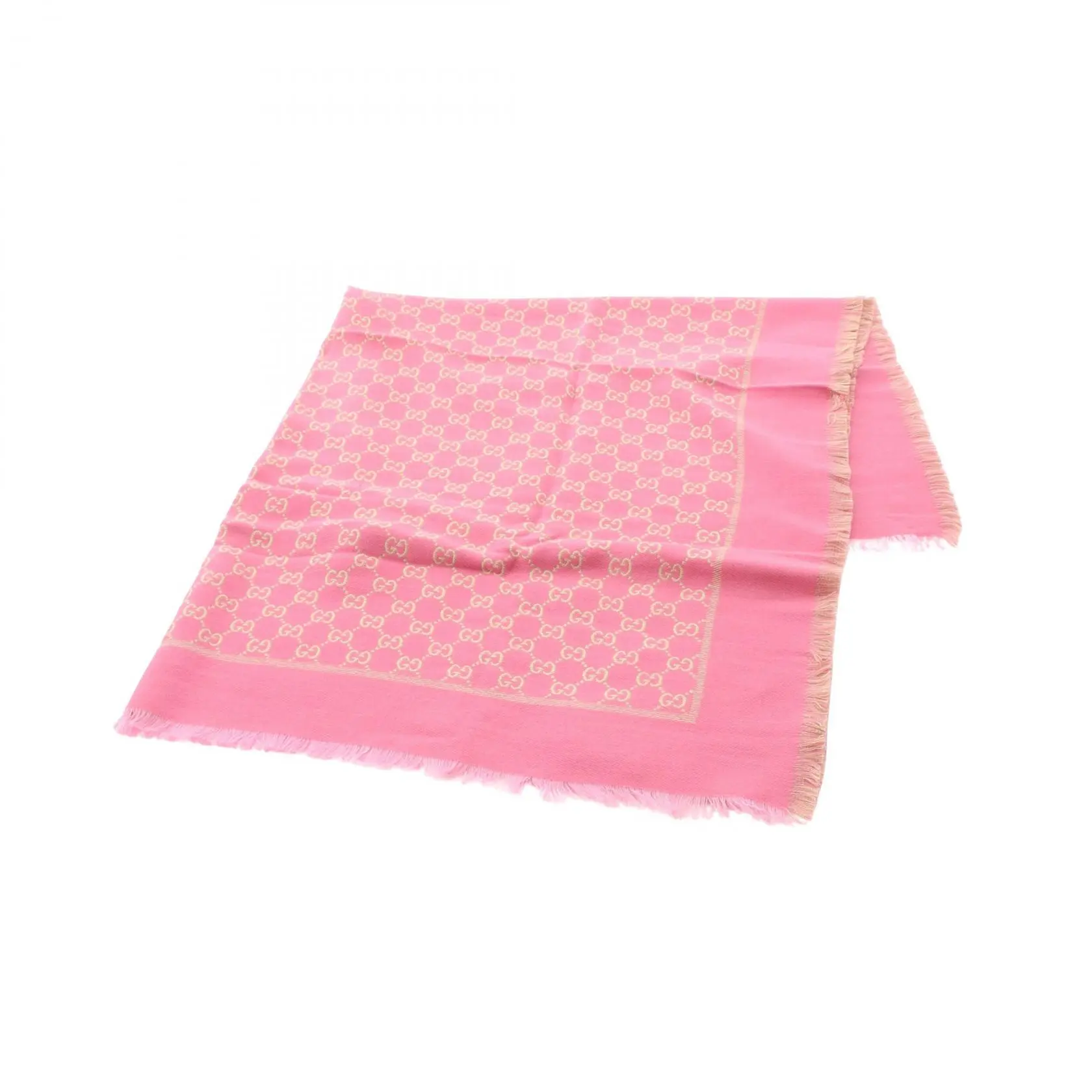 Pre-owned GUCCI Wool Small Leather Goods GG Cotton Scarf