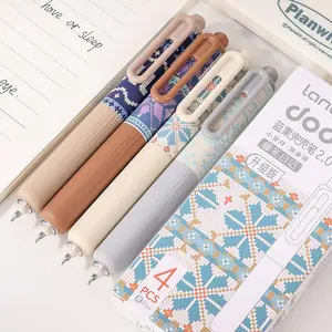 Retractable Ballpoint Pen, 4 Counts 0.5mm Ink Pen, Comfort Grip Fashionable Elegant Pen, Office Stationery & Supplies, Retractable Pens