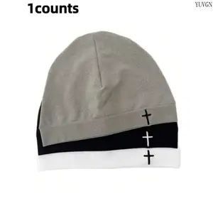 Y2K Embroidered Cross Baker Boy Hat, Unisex Breathable Elastic Baseball Cap, Adjustable Fitted Design, Casual Sporty Outdoor Running Fashion Headwear