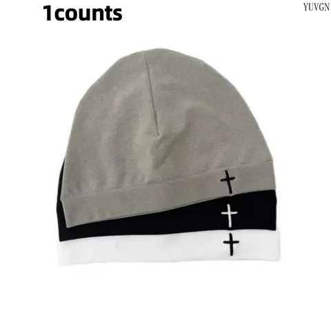Unisex Embroidered Cross Baker Boy Hat - Plain Pattern, Modern Look, Fitted Elastic Fabric, Stay-in-Place Elastic Band, Adjustable Strap, Breathable One-Size Sports Headwear for Students, All Seasons Use
