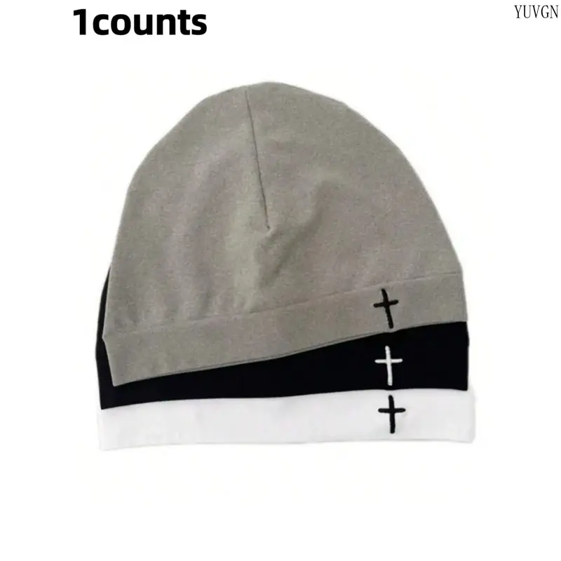 Y2K Embroidered Cross Baker Boy Hat, Unisex Breathable Elastic Baseball Cap, Adjustable Fitted Design, Casual Sporty Outdoor Running Fashion Headwear summerwins,summerwins