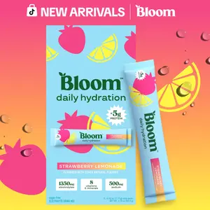 New - Bloom Nutrition Daily Hydration Sticks - 1350mg Electrolytes, 5g Clear Whey Protein & Collagen, 8 Key Vitamins, Sugar-Free Drink Mix for Hydration, Recovery & Skin Health
