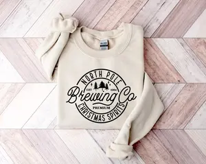 North Pole Brewing Co. Women's Crewneck Sweater, Soft and Comfortable Winter Pullover Top Sweater Long Sleeve Crewneck Casual