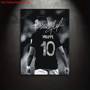 1 piece/set of frameless canvas painting print poster, classic realistic art, Artwork, professional football player Kylian Mbappe, gift for sports culture enthusiasts, ideal for home decor