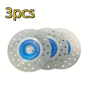 Silver Color 3-Piece 115mm Saw Blade Set, Precision Cutting Discs for Ceramic Tile and Marble, Slim Grinding Discs for 45 Degree Angles