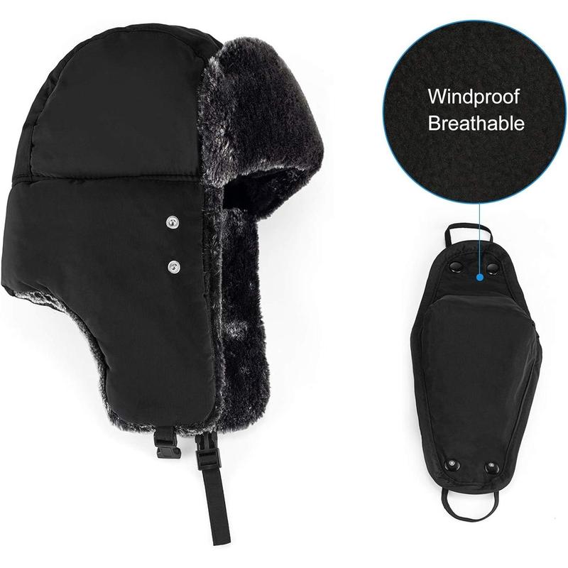 Winter Hats for Women Men Trapper Ushanka Hat with Ear Flaps Warm Russian Bomber Hats for Cold Weather