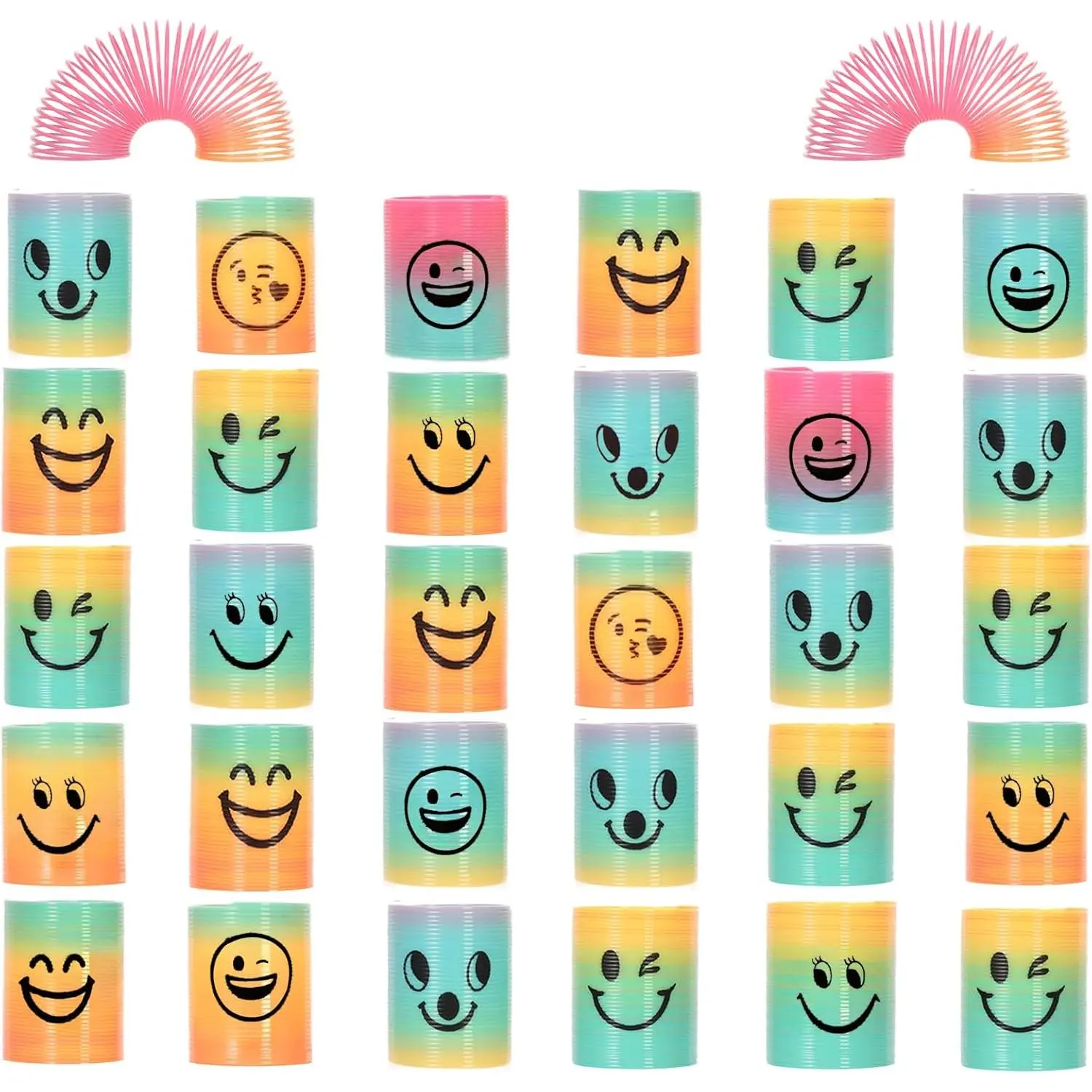 Mini Rainbow Coil Party Favors for , Plastic Spring  for Easter Egg Filler, Carnival Prize, Birthday Goodie Bag Stuffers