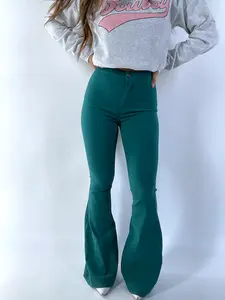 Fiona High Waisted Bell Bottom Flare Jeans - Teal