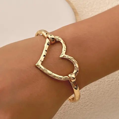 Mother's Day Gift Fashionable Heart Design Bangle, Fashion Jewelry for Party, Daily Clothing Decor, Trendy All-match & Exquisite Jewelry for Birthday Gift, Jewellery, Love Accessories