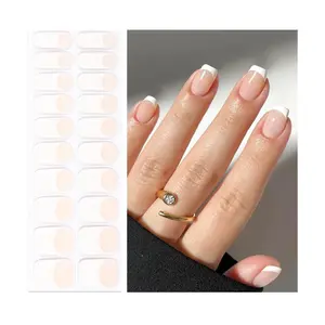 French Tip Semi Cured Gel Nail Strips | Real Gel UV Wraps | Nude & Milky Pink Base with White, Black, Pink, Brown & Pastel Tips | Glossy Salon Finish | Multi-Style DIY Nails (UV Light Required)