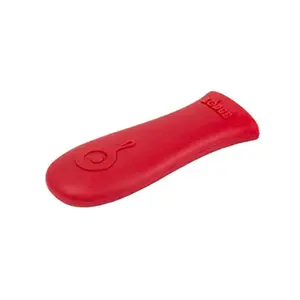 Kitchen Silicone Cookware Hot Handle Holder for 9+ Inches Cast Iron Skillets with Keyhole Handle - Dishwasher Safe, Reusable, 500°F Heat Protection - Red