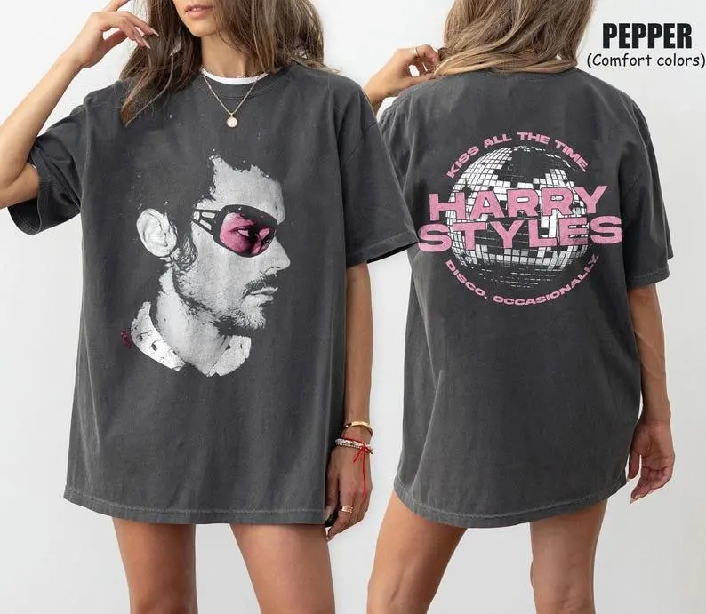 Harry Styles Shirt, Retro Kiss All The Time Disco Ball Tee, Vintage Harry Portrait Top, Love On Tour Apparel, Music Fan Gift