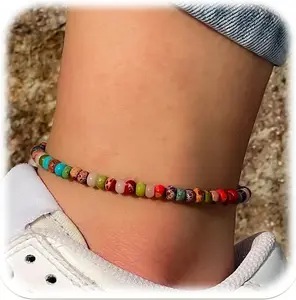 Stone Beaded Anklets Bracelets for Women  Beaded Anklet Bracelet  Boho Beads Ankle Bracelet Adjustable Summer