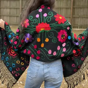 Floral Embroidery Rebozo