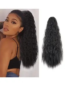 Women's Hair Extension Ponytail, Curly Cornrow Braided Drawstring, Elastic Mesh Long Fluffy Hair, Perfect for Elegant Styles